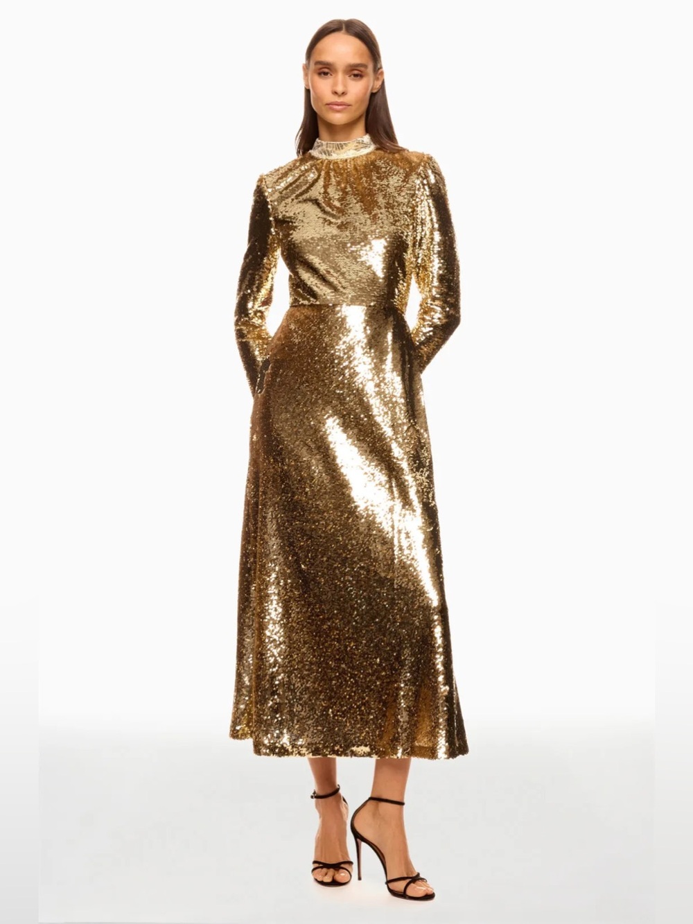 NWT Saloni gold sequin Jena dress